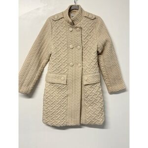 Luii Womens Anthropologie Quilted Beige Coat Small Double Breasted Tan #11‎